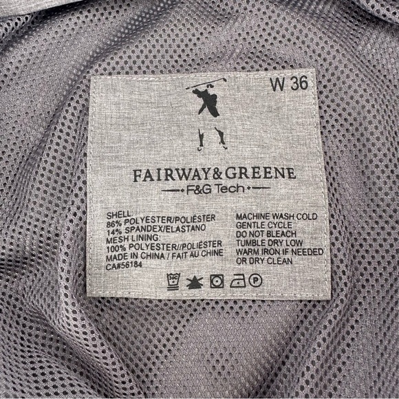 Fairway & Greene Men’s Golf Tech Shorts - Size 36, Fully Lined, Grey - Picture 7 of 7